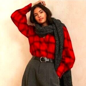 Banana Republic Organic Flannel Bishop Sleeve Top -- Small